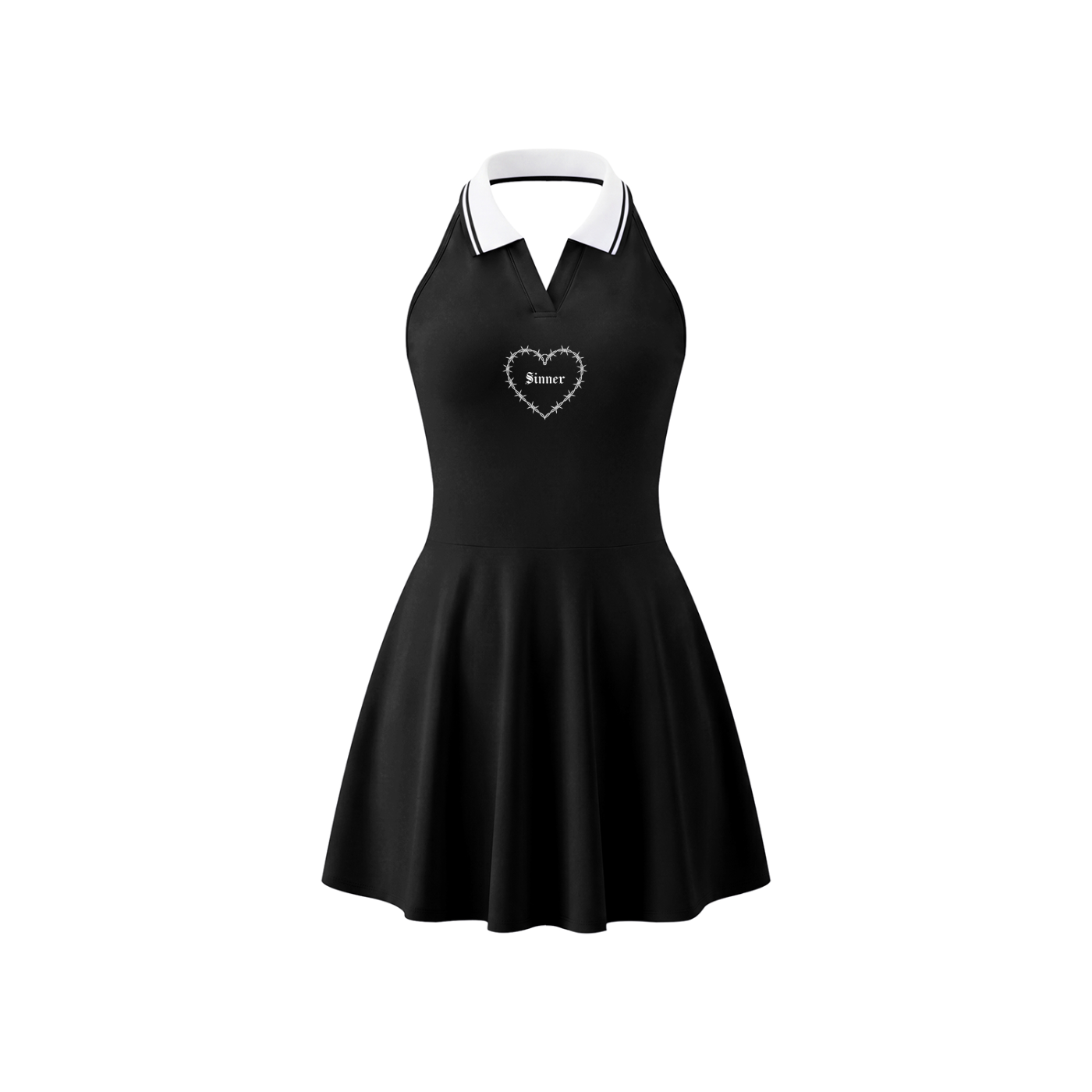 Sinner Collared Halter A-Line Tennis Dress