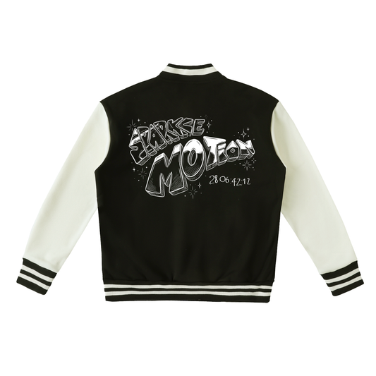 Sparkle Motion Two-Tone Fleeced Varsity Jacket