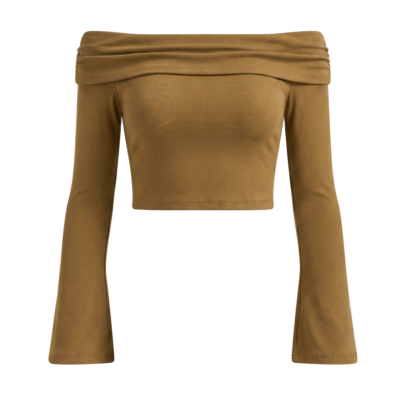 Twin Serpents Off-the-Shoulder Bell Sleeve Crop Top