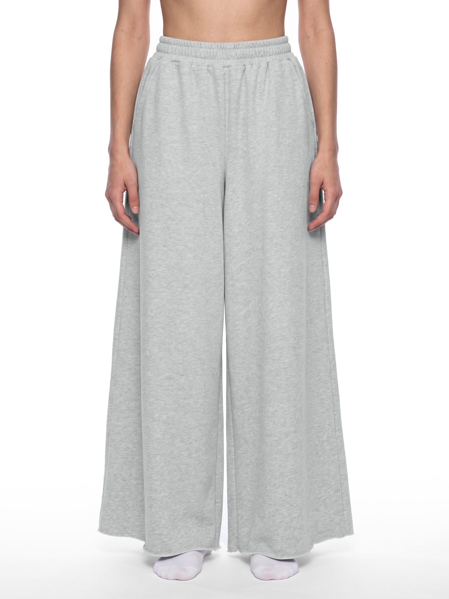 Chibi Baphomet Flowers Women's Raw Edge Wide Leg Sweatpants