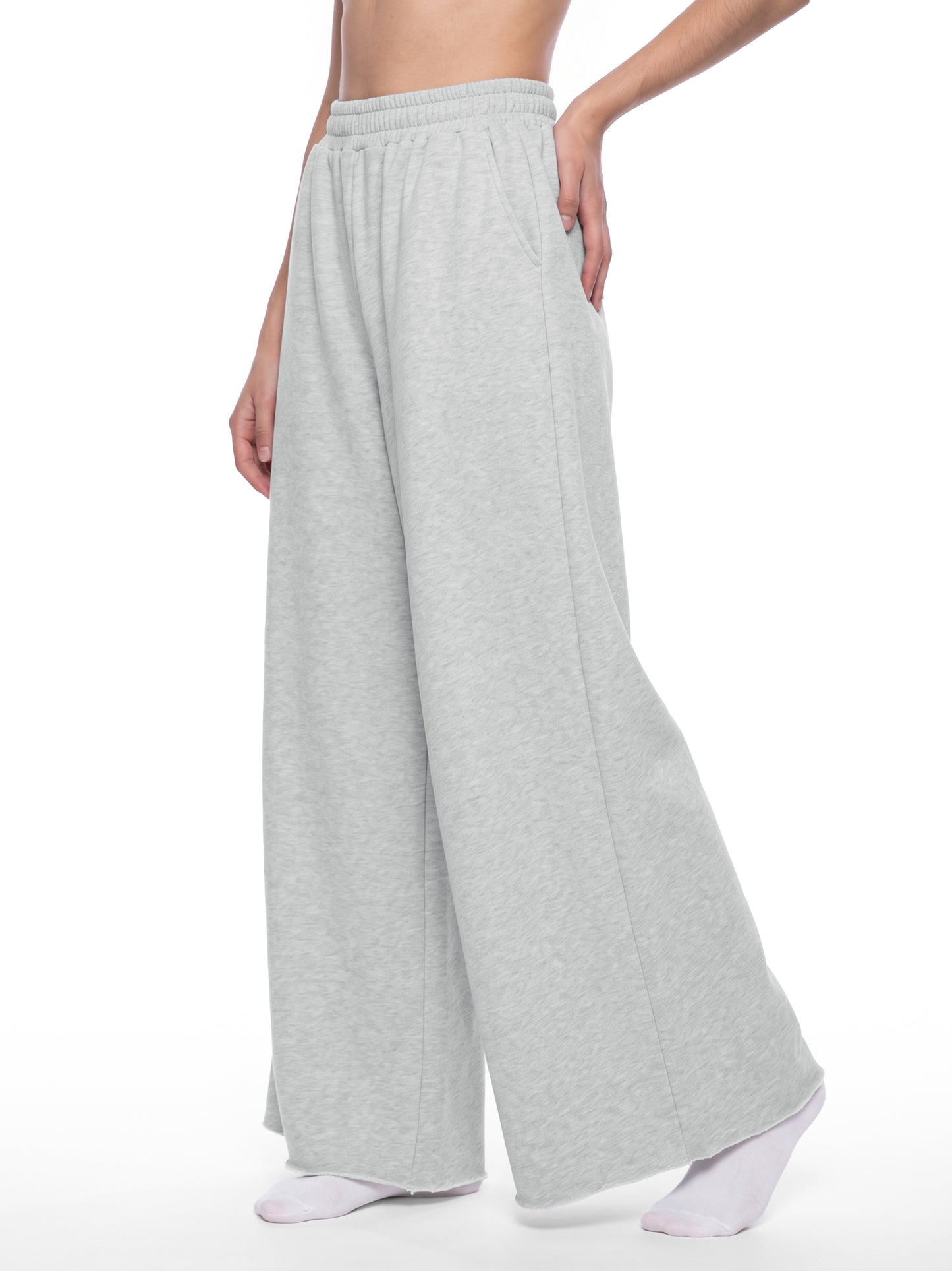 Chibi Baphomet Flowers Women's Raw Edge Wide Leg Sweatpants