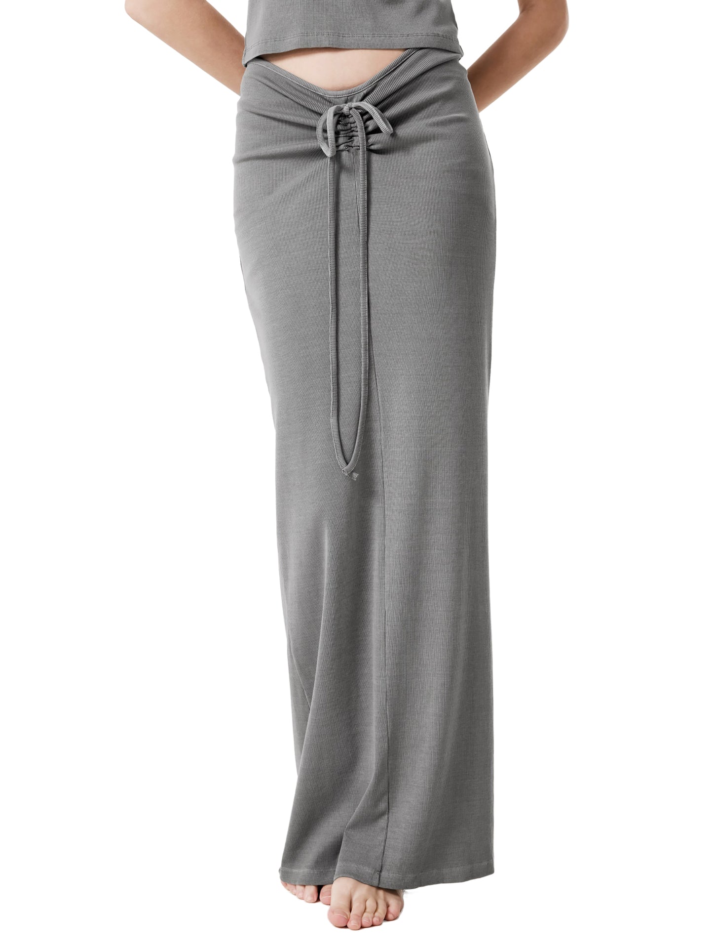 Twin Serpents Dyed Washed Drawstring Maxi Skirt