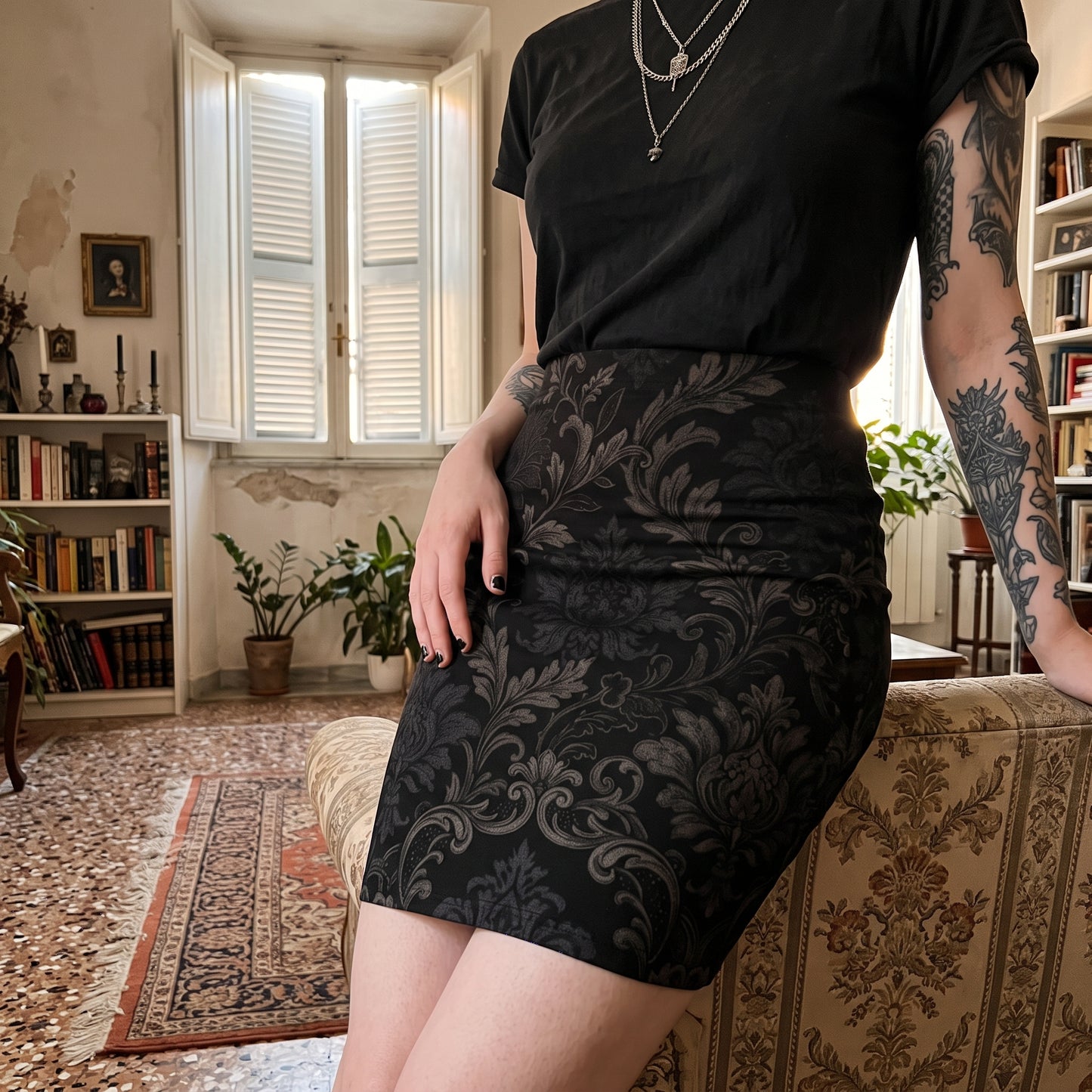 Damask | Goth Style Fitted Dress