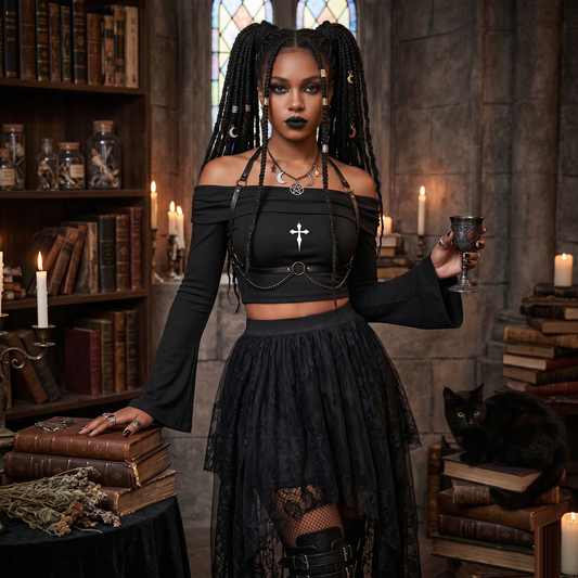 Say Your Prayers Off-the-Shoulder Bell Sleeve Crop Top