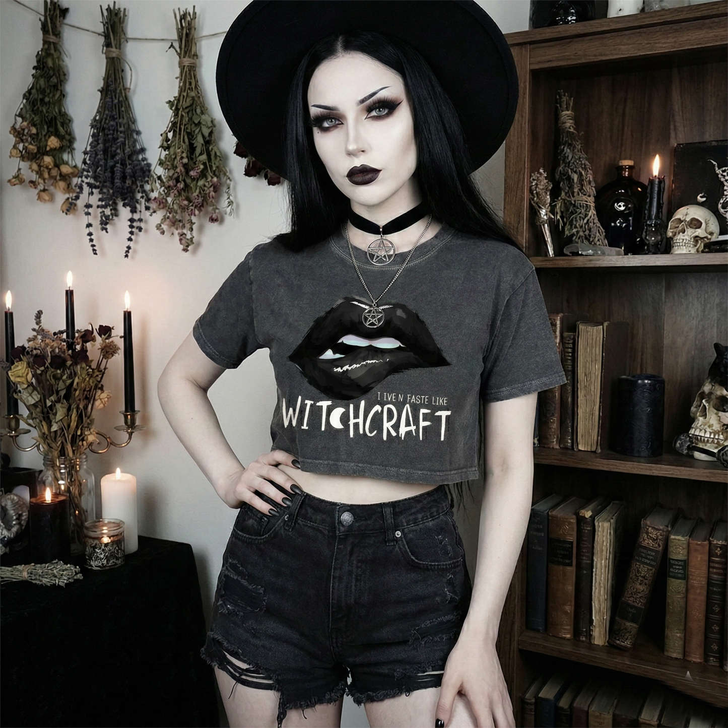 Taste of Witchcraft Snow Washed Crop Top
