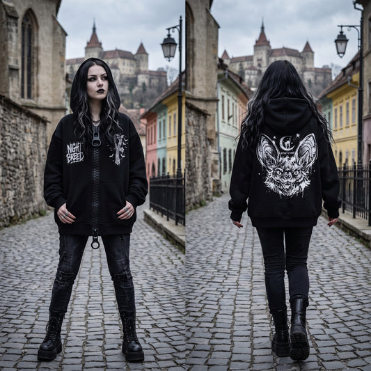 Night Breed Unisex Oversized Chunky-Zip Boxy Hoodie