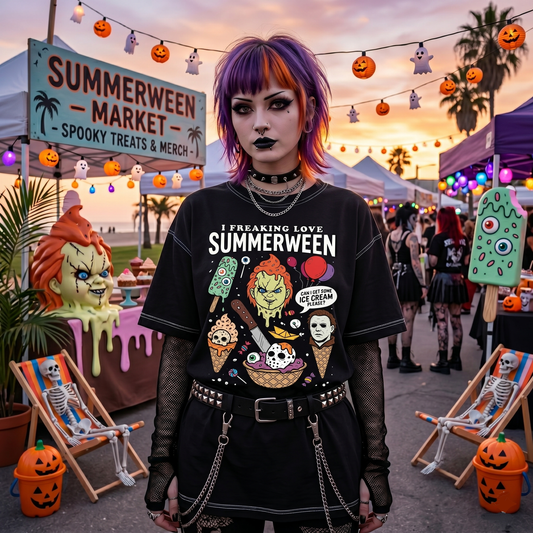 Summerween V.2 Oversized Contrast-Stitched Cotton Tee