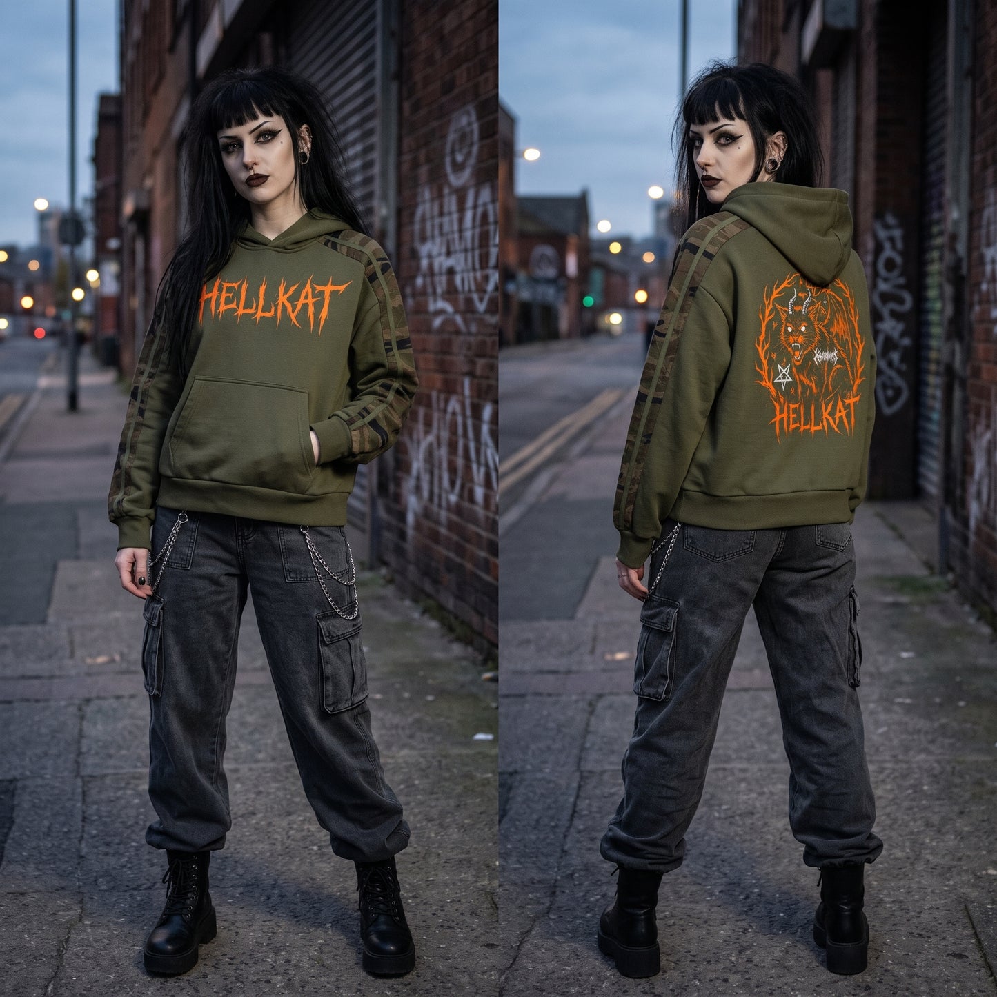 HellKat Unisex Boxy Camo Paneled Hoodie