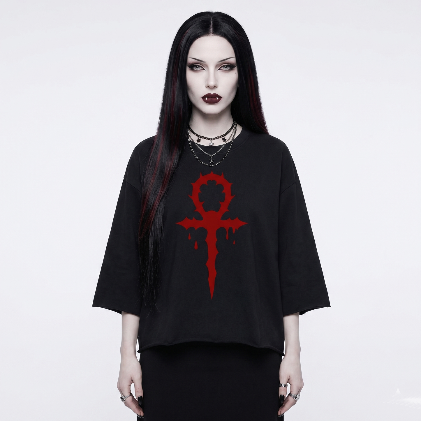 Bloody Mary Ankh Unisex Mineral Wash Raw Hem Boxy Shirt