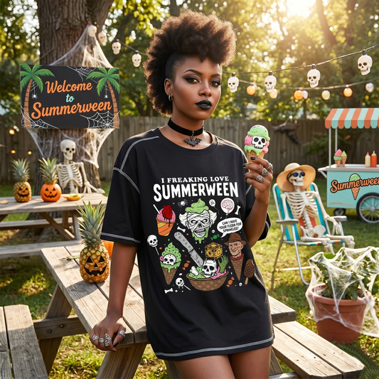 Summerween V.3 Oversized Contrast-Stitched Cotton Tee