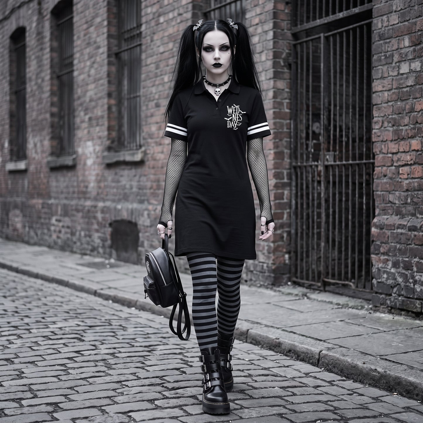 Wednesday Striped Color Block Polo Dress