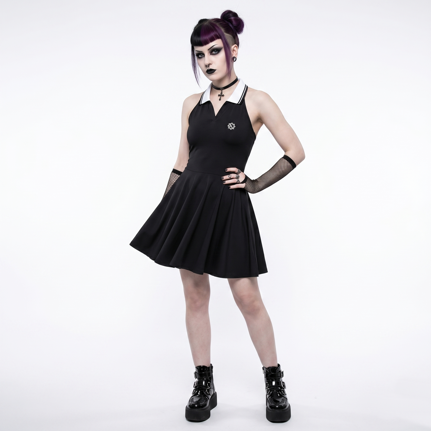 KovenKhaos Collared Halter A-Line Tennis Dress