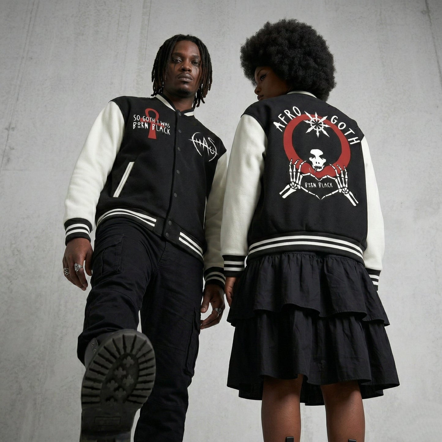 Born Black Two-Tone Fleeced Varsity Jacket
