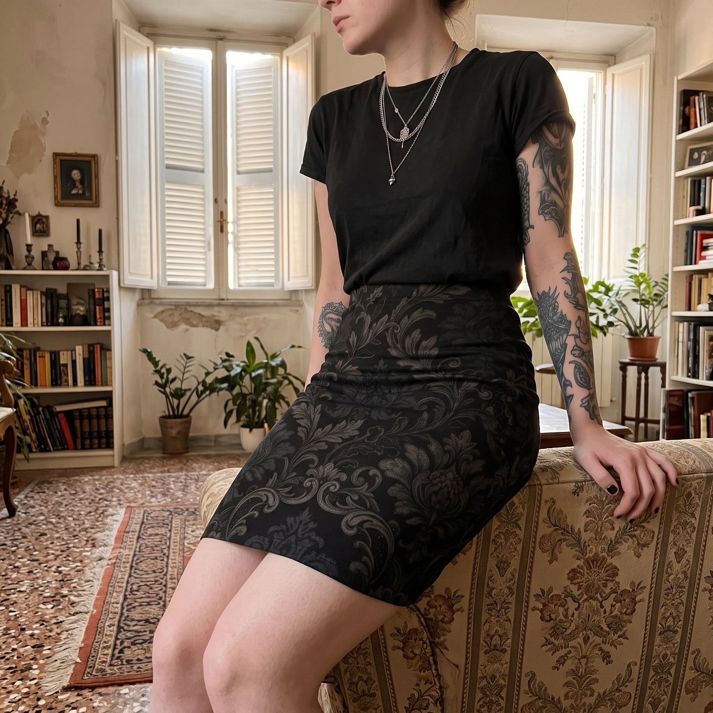 Damask | Goth Style Fitted Dress