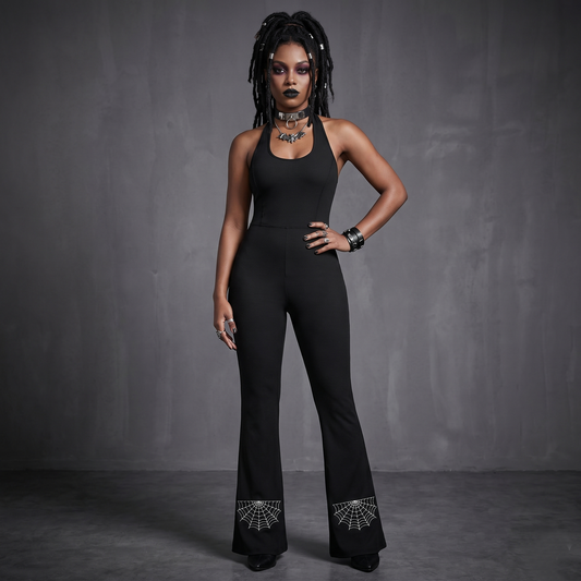 Cobwebs Halter Flared Jumpsuit