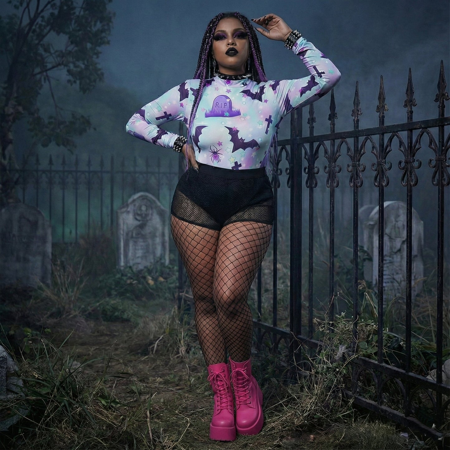 Pastel Goth Long Sleeve Bodysuit