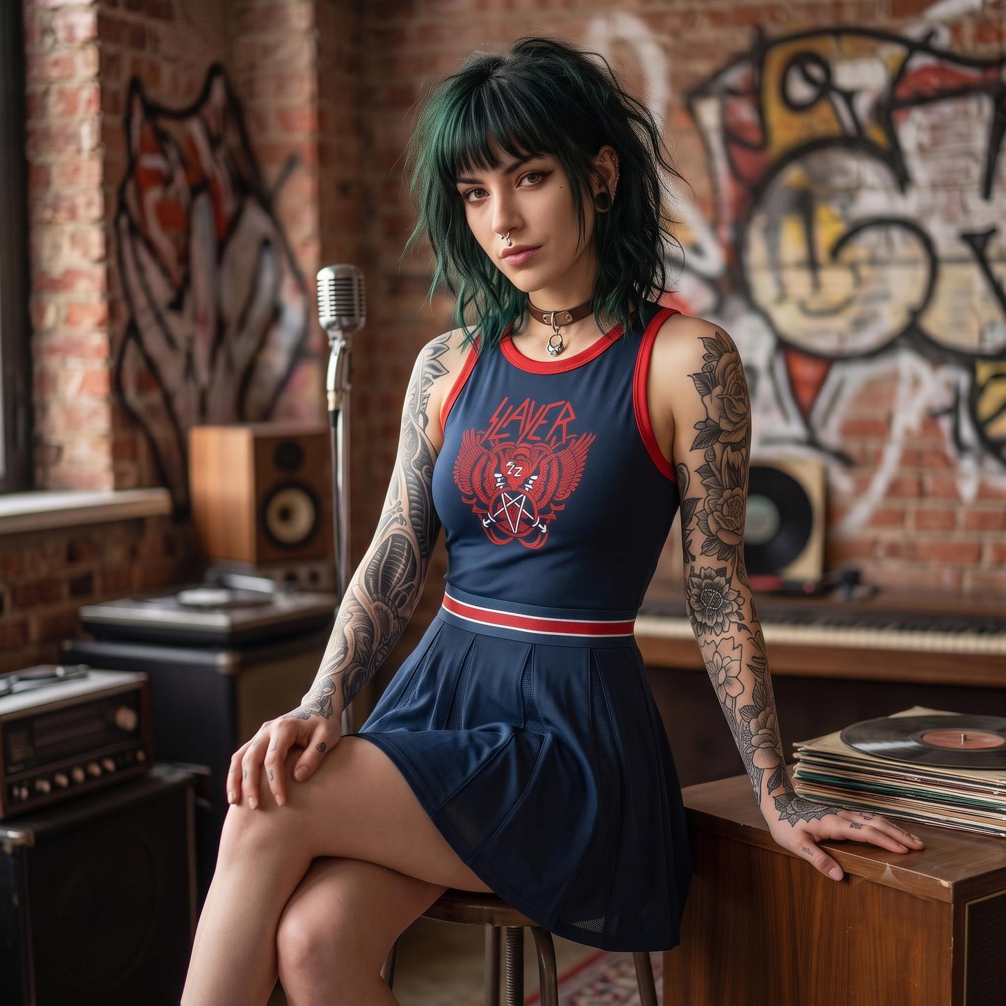 Slayer (red) Block A-Line Sleeveless Dress