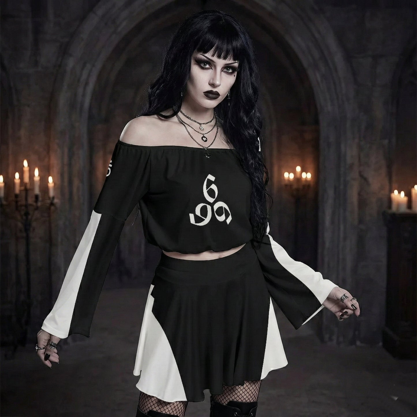 SixSixSix Off-shoulder Top And Skirt Set