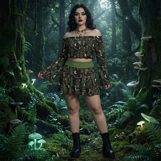 Fern Gully Off-shoulder Top And Skirt Set