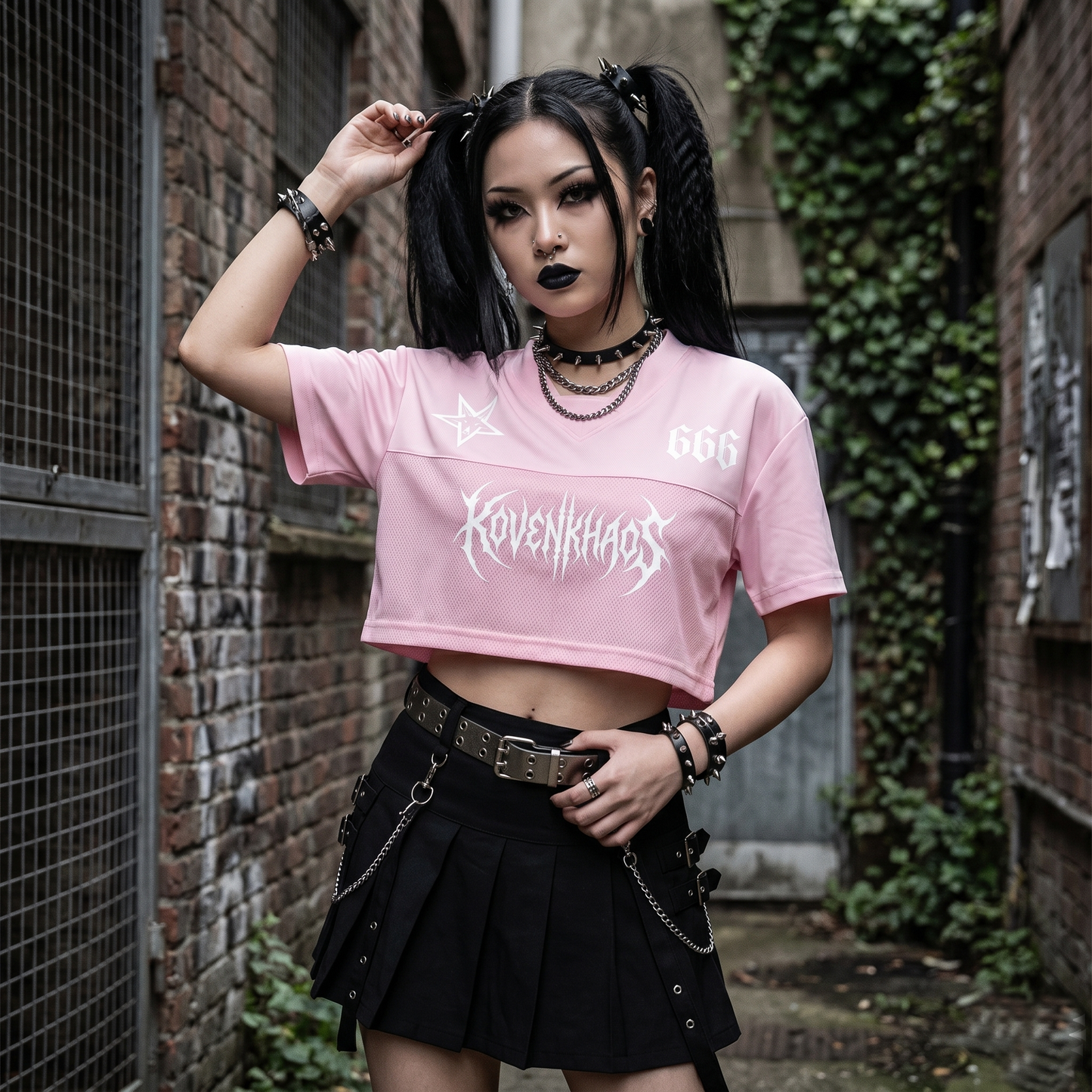 666 Cropped Paneled V-Neck Jersey