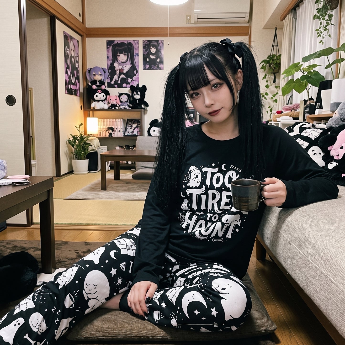 Too Tired | Ghost Raglan Sleep Pajamas