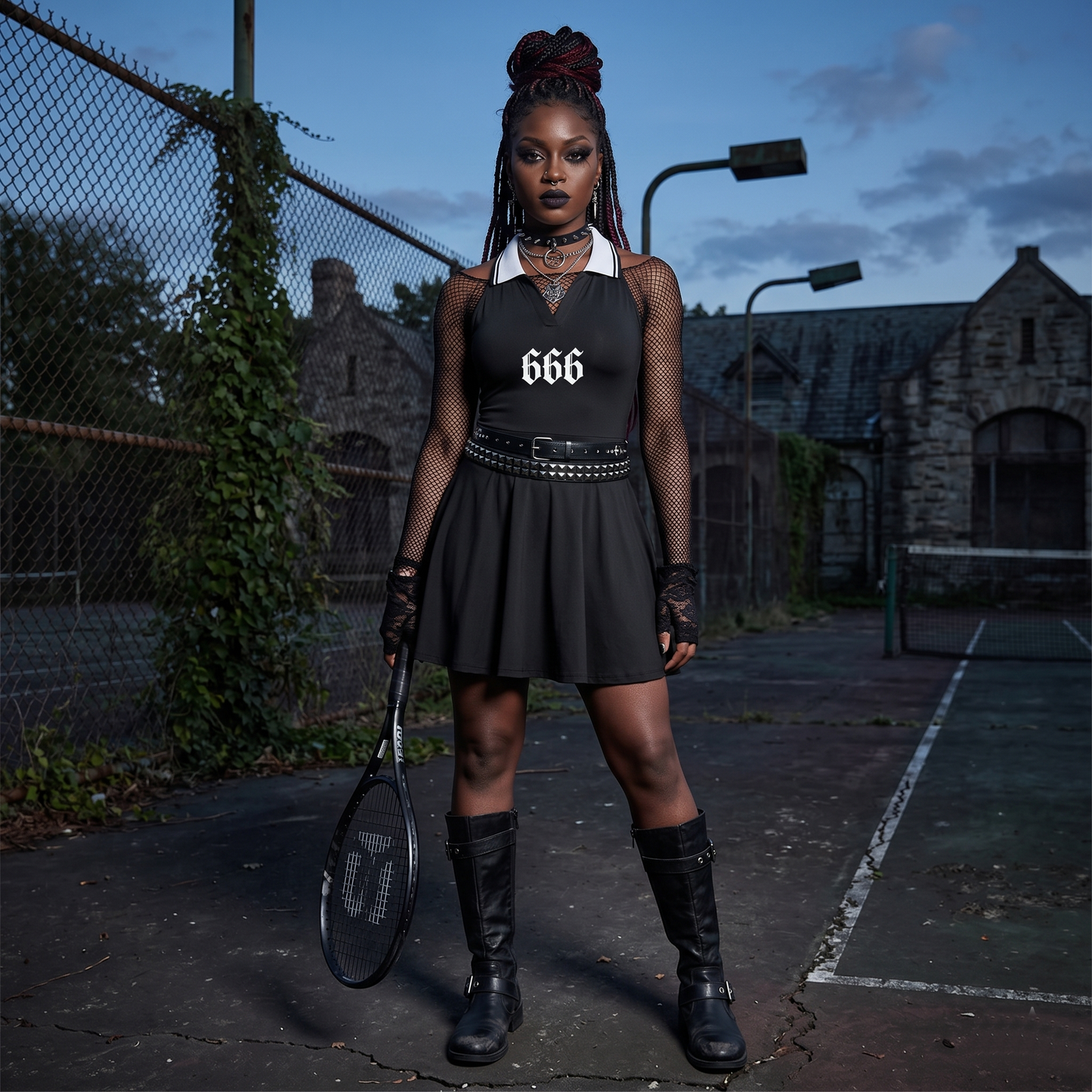 666 Collared Halter A-Line Tennis Dress