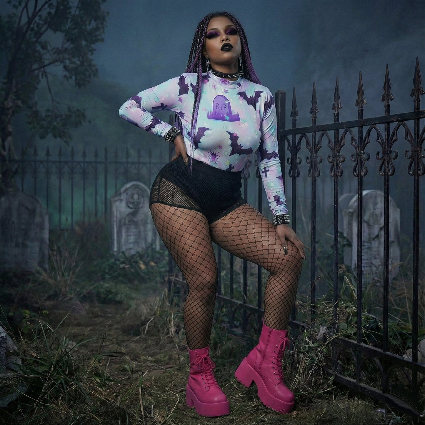 Pastel Goth Long Sleeve Bodysuit