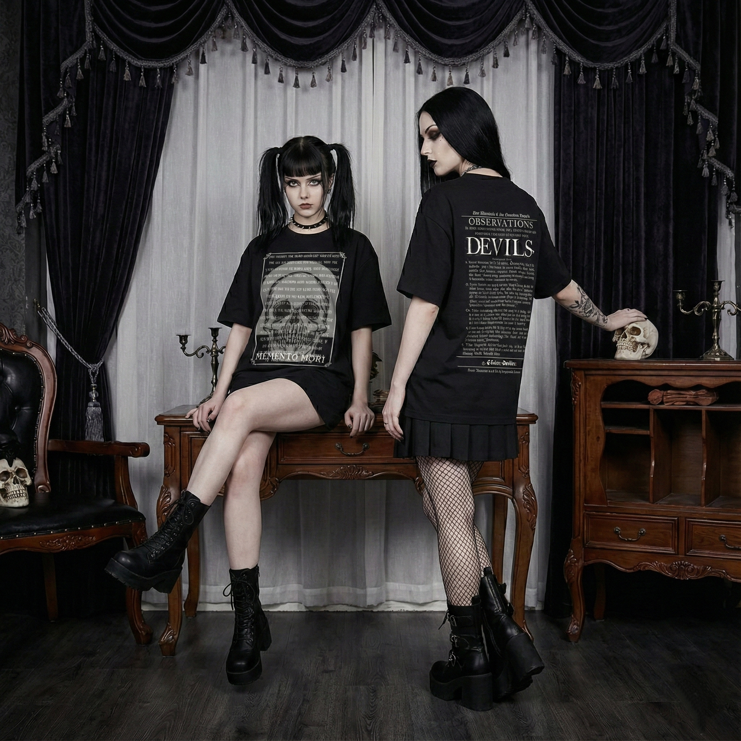 Memento Mori (Wednesday) - Oversized Contrast-Stitched Cotton Tee