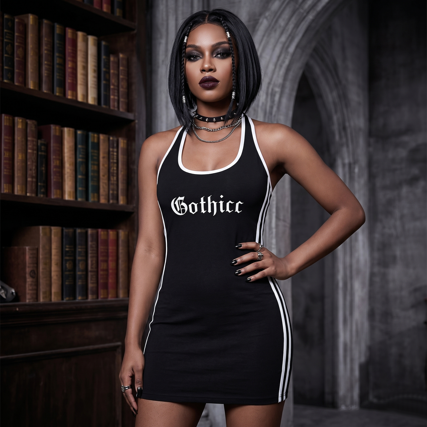 Gothicc Binding Tight Halter Dress