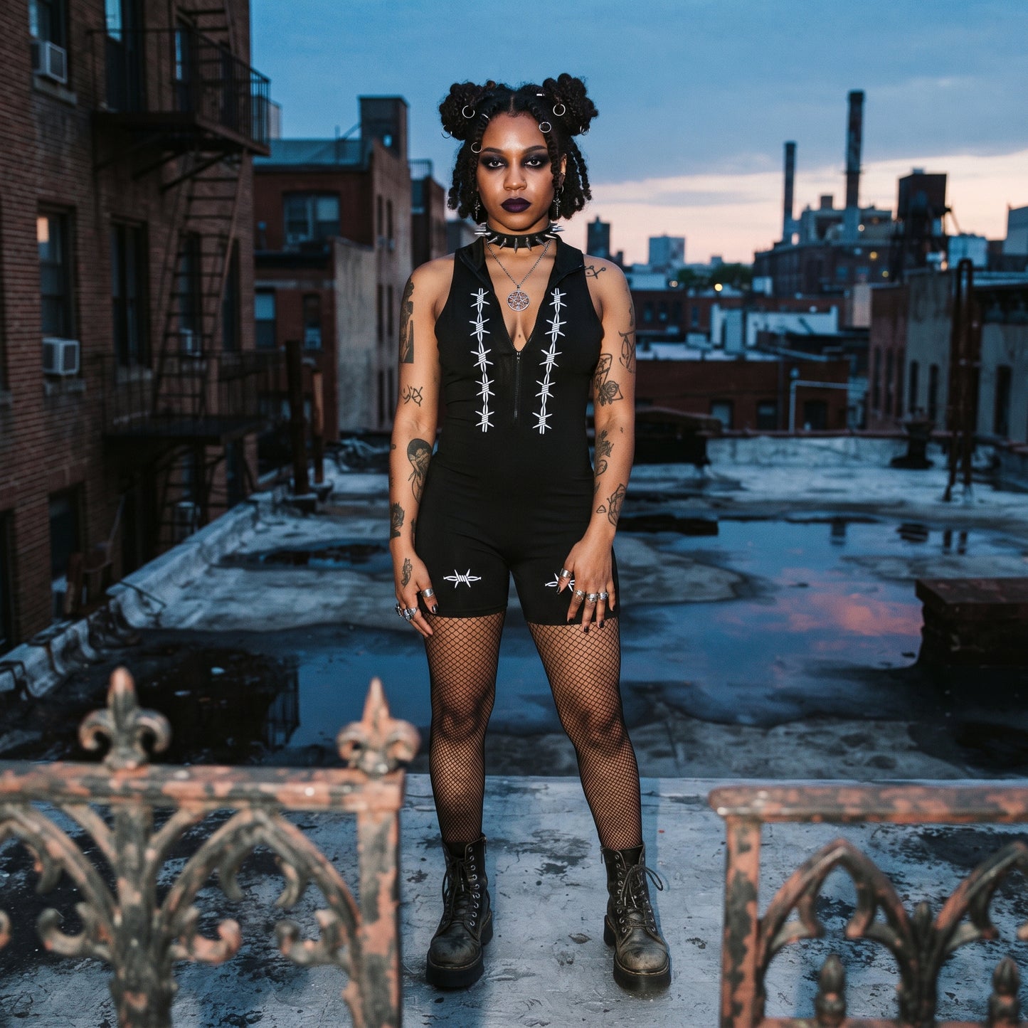 Bad Omen Quarter-Zip Romper