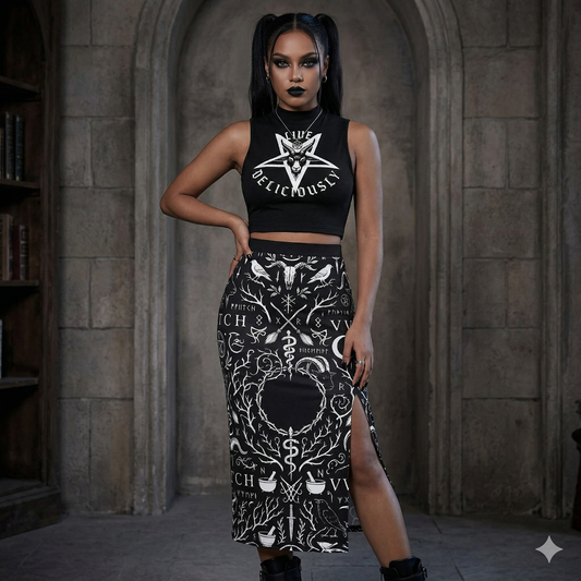 Live Deliciously Split High Skirt Set