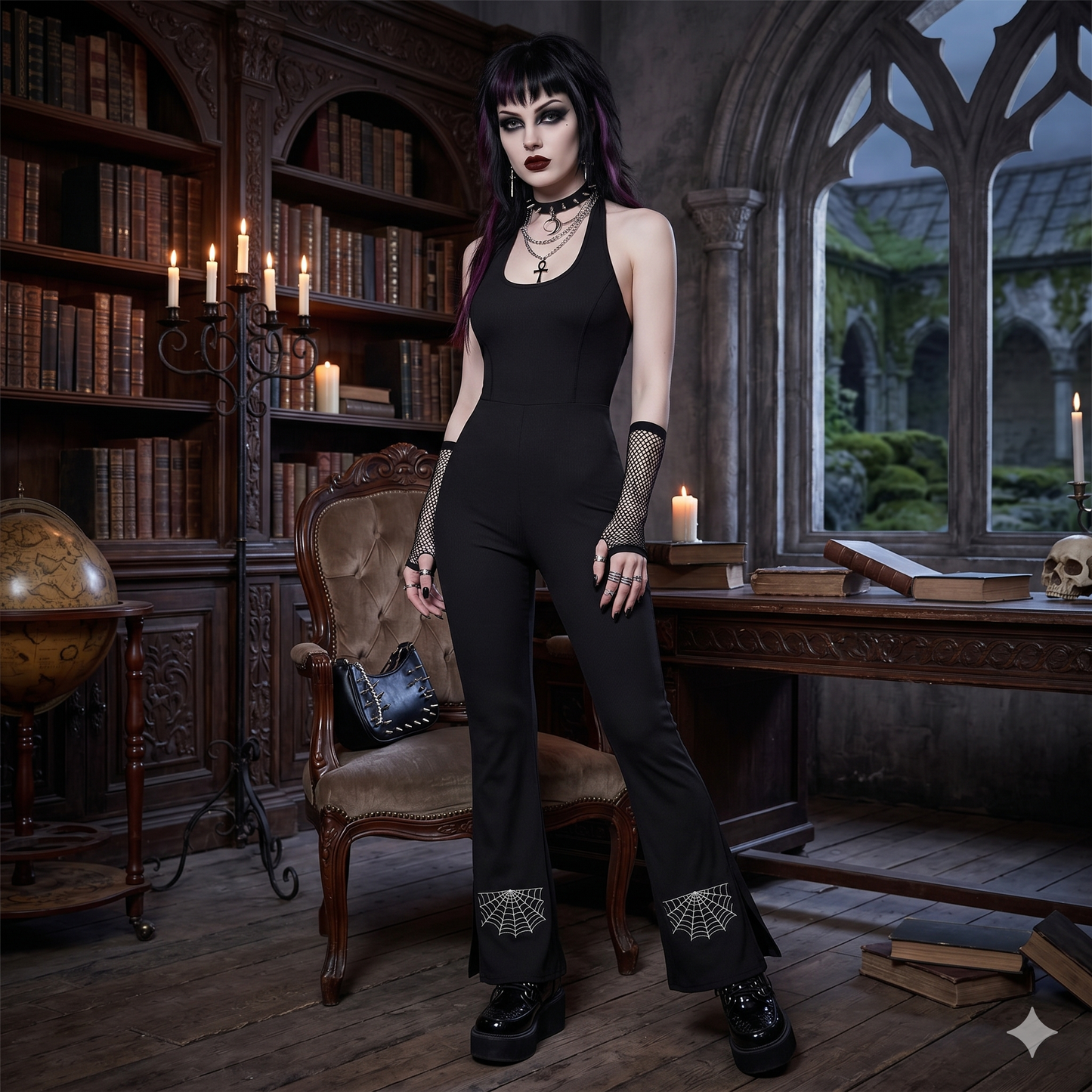 Cobwebs Halter Flared Jumpsuit