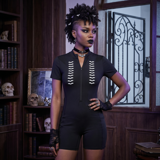 Bratty Quarter-Zip Short Sleeve Romper