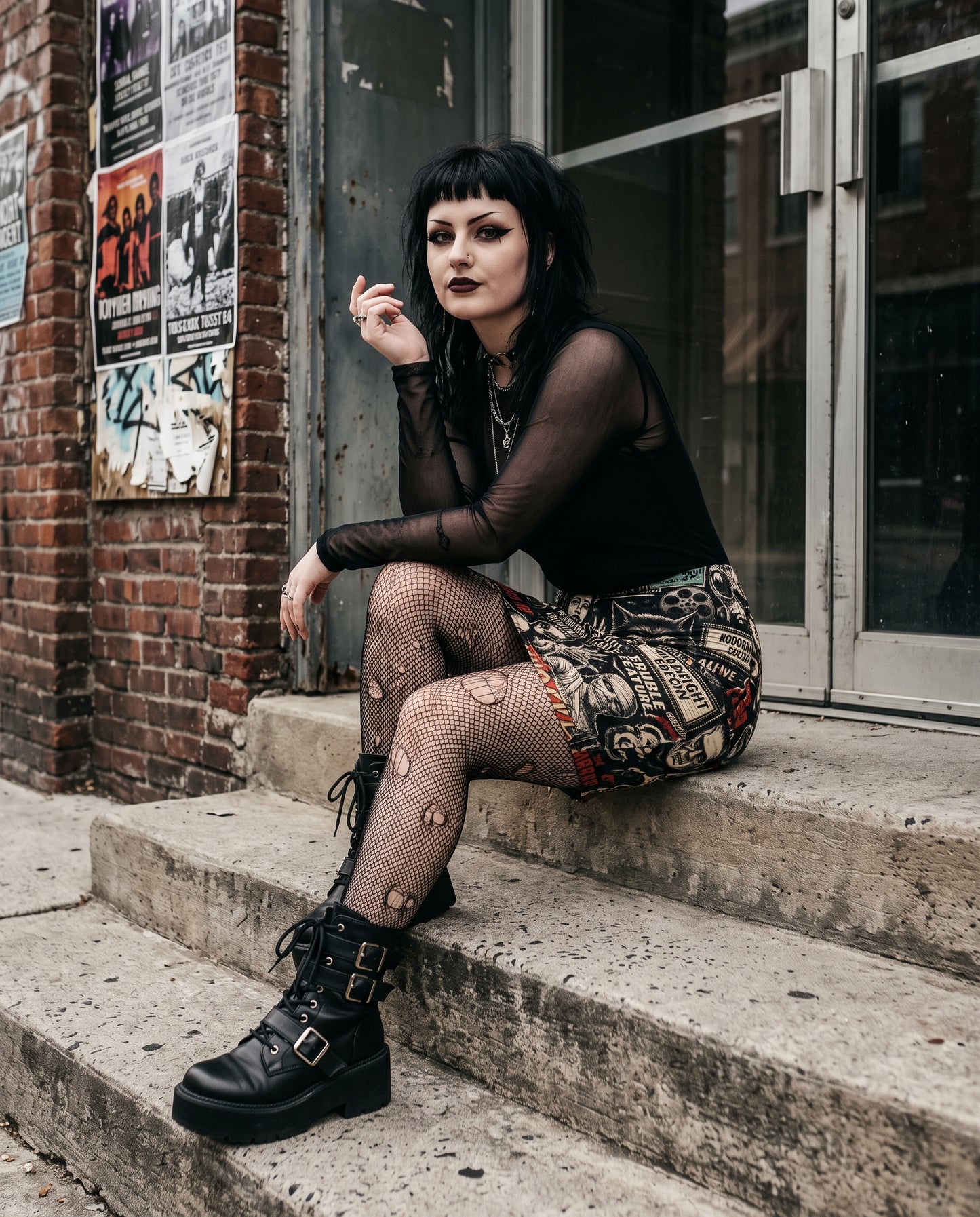 Horror Montage Fitted Dress