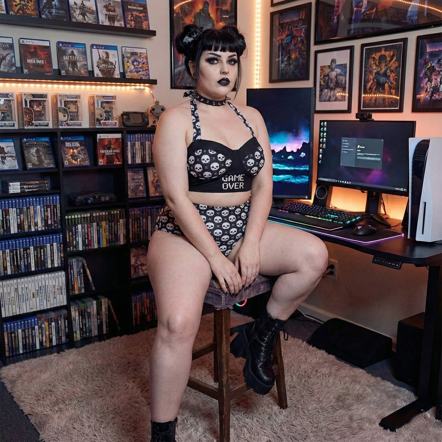 Game Over Pinup Vintage Swimsuit Set