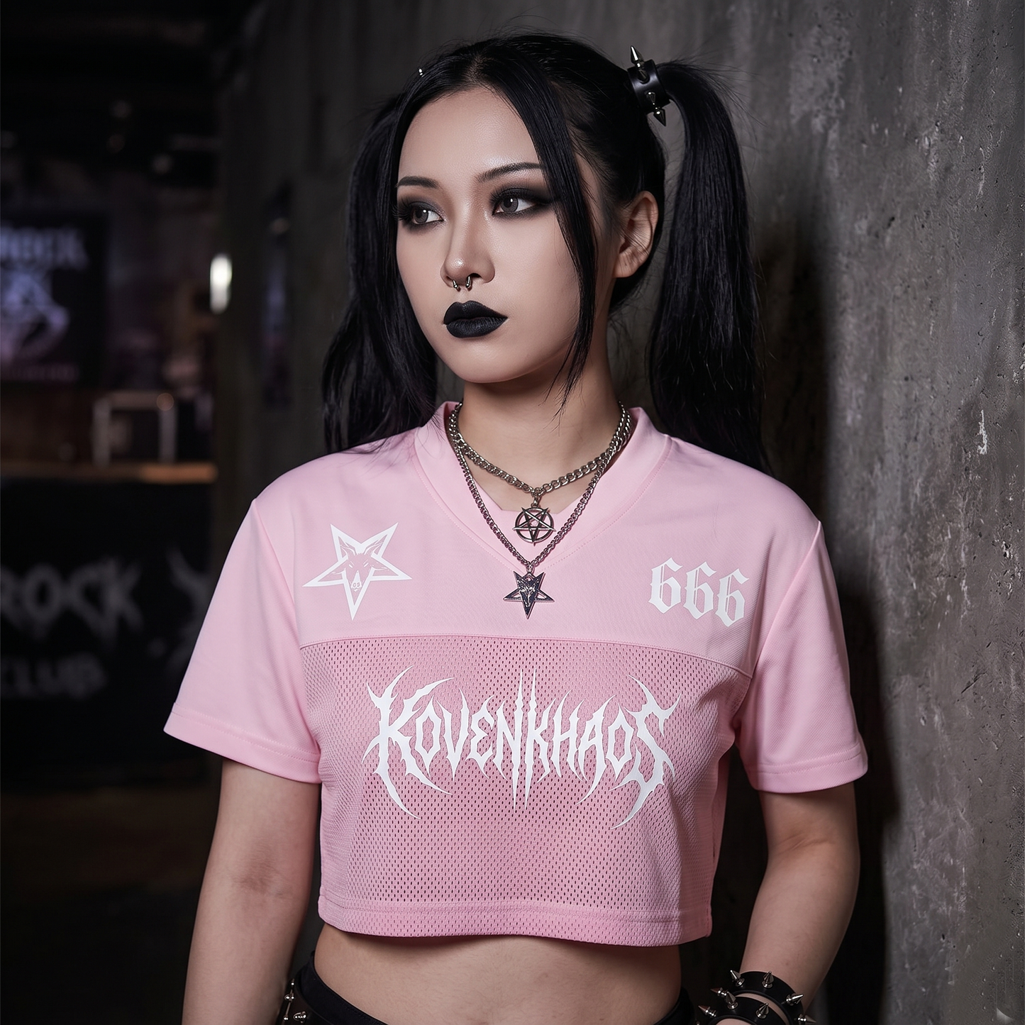666 Cropped Paneled V-Neck Jersey