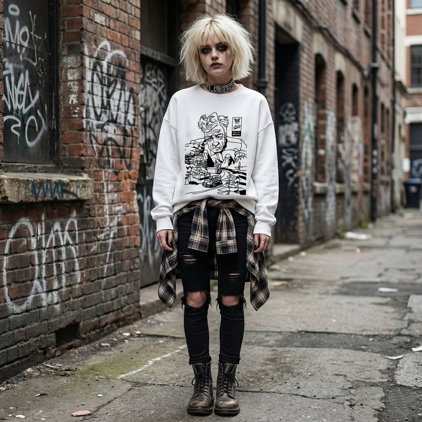 David Lynch - Knitted Round Neck Oversize Sweatshirt