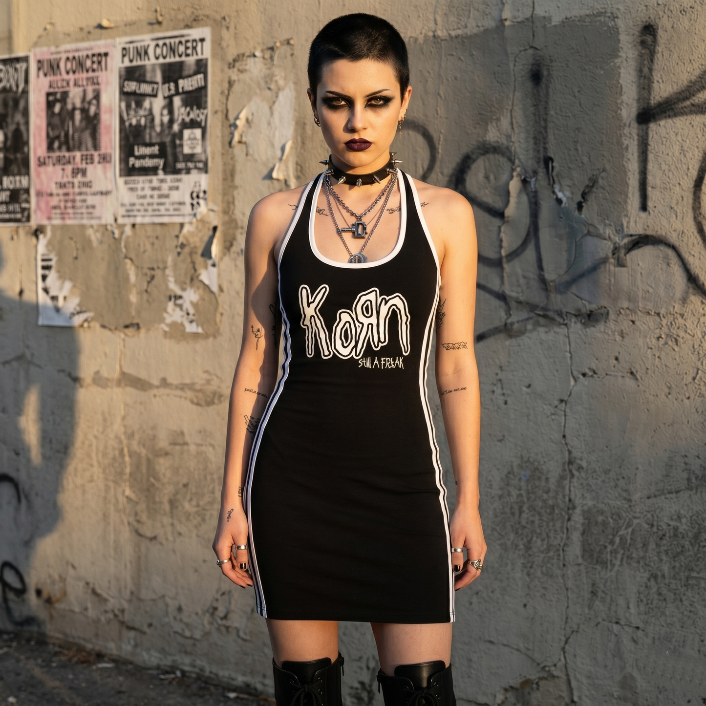 Korn Binding Tight Halter Dress