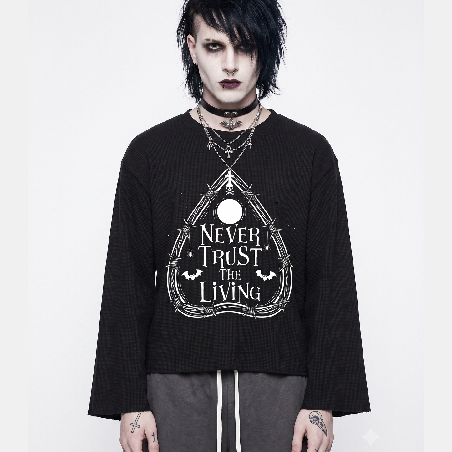 Never Unisex Waffle Raw Edge T-Shirt