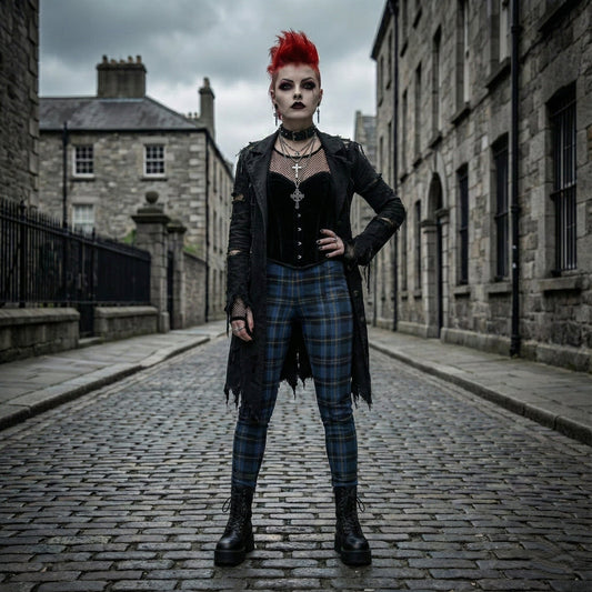 Blue Tartan High Waist Leggings