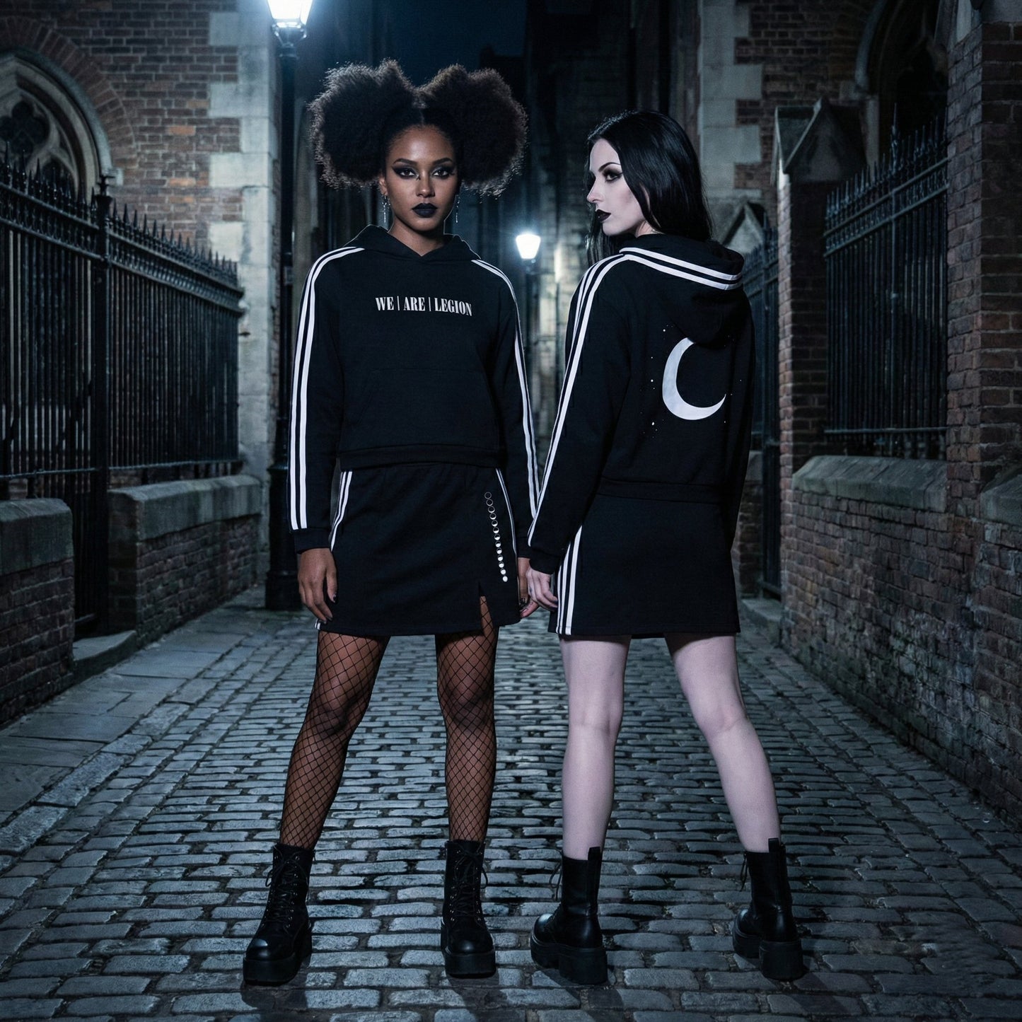 Wish Upon A Moon Contrast Side Stripe Cropped Hoodie