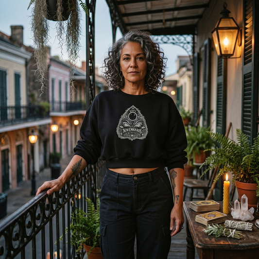 Nope: Leave Me Alone Planchette Boxy Cropped Crewneck Sweatshirt