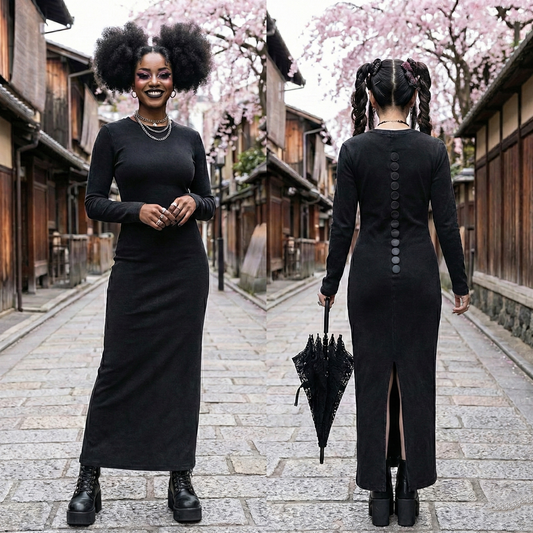 Lunar Phases Dyed Washed Slit Maxi Dress