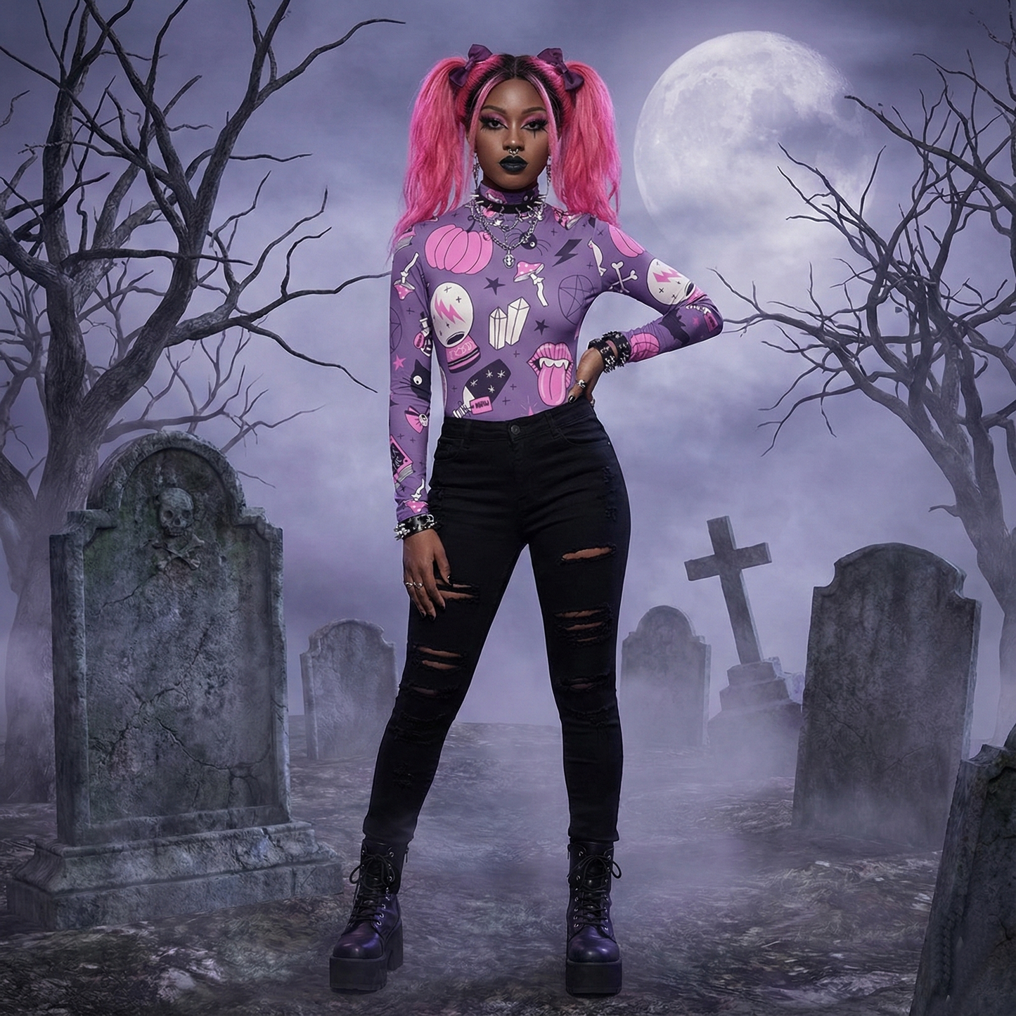 Pastel Spooky Long Sleeve Bodysuit