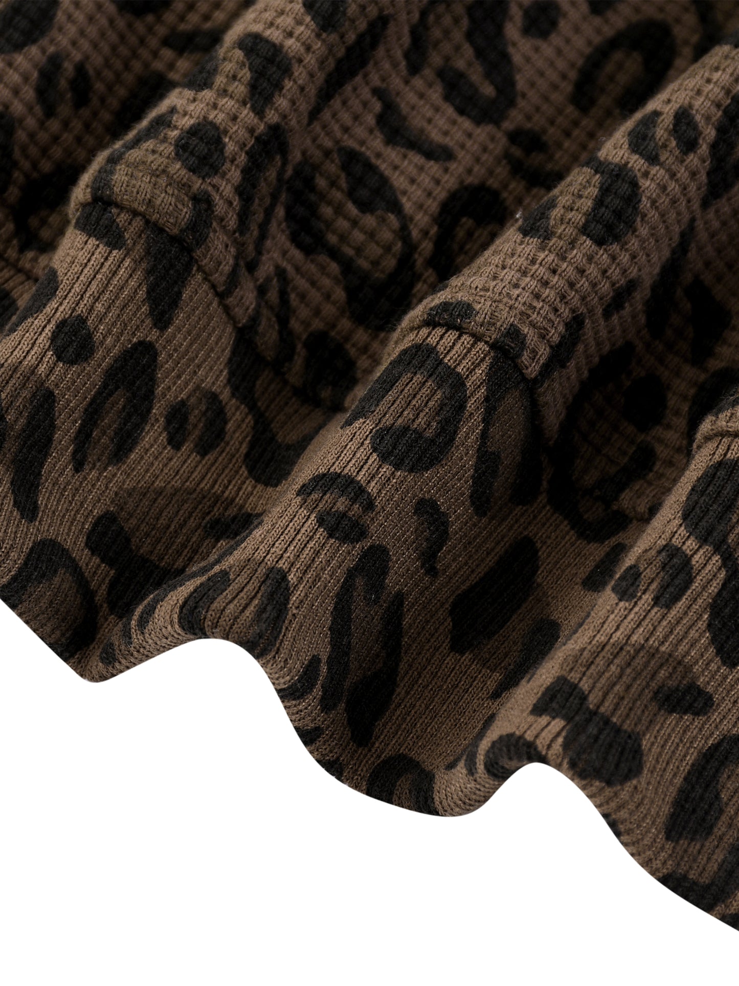 Hellkat Unisex Leopard Print Waffle Full Zip Hoodie
