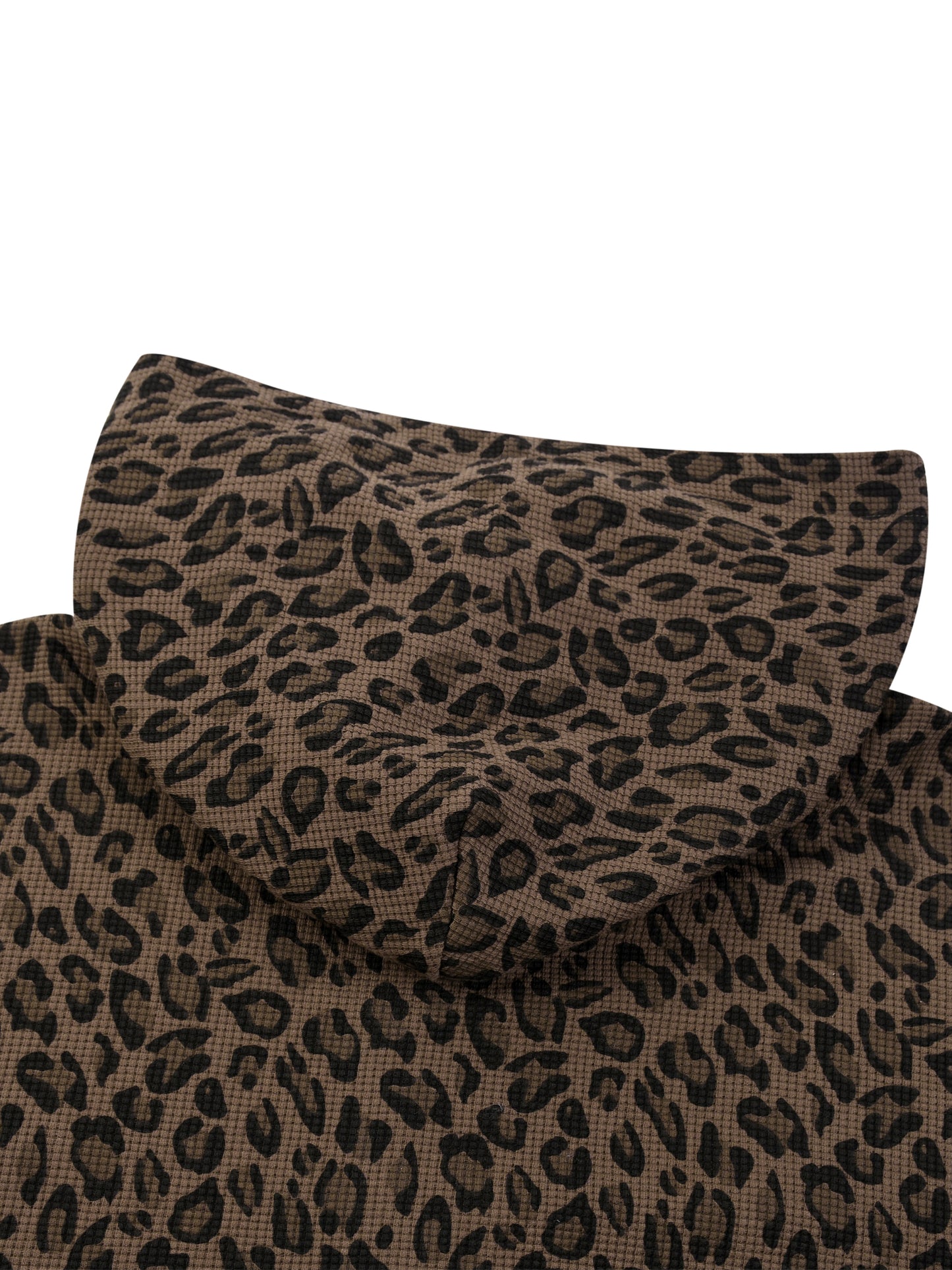 Hellkat Unisex Leopard Print Waffle Full Zip Hoodie