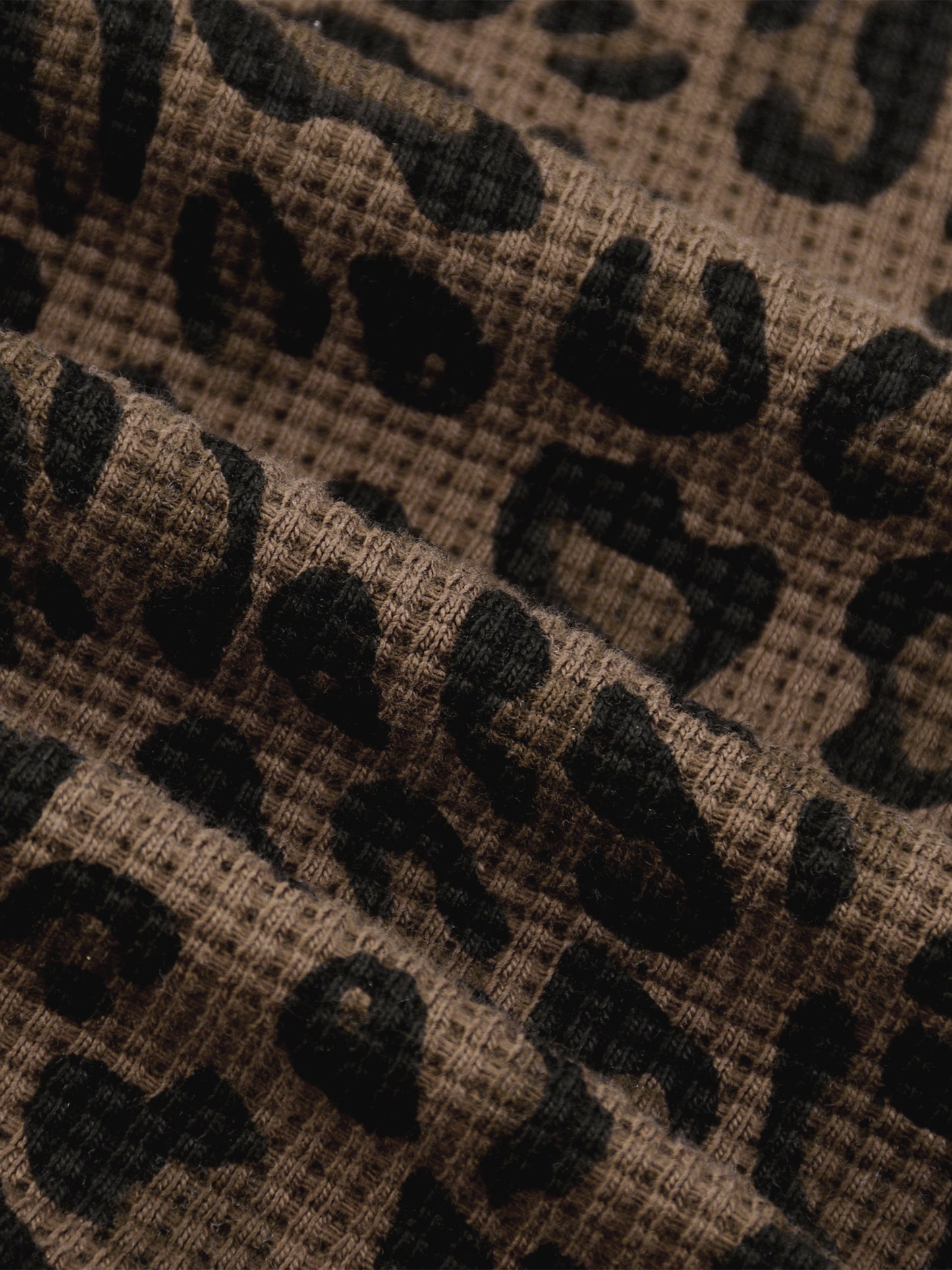 Hellkat Unisex Leopard Print Waffle Full Zip Hoodie