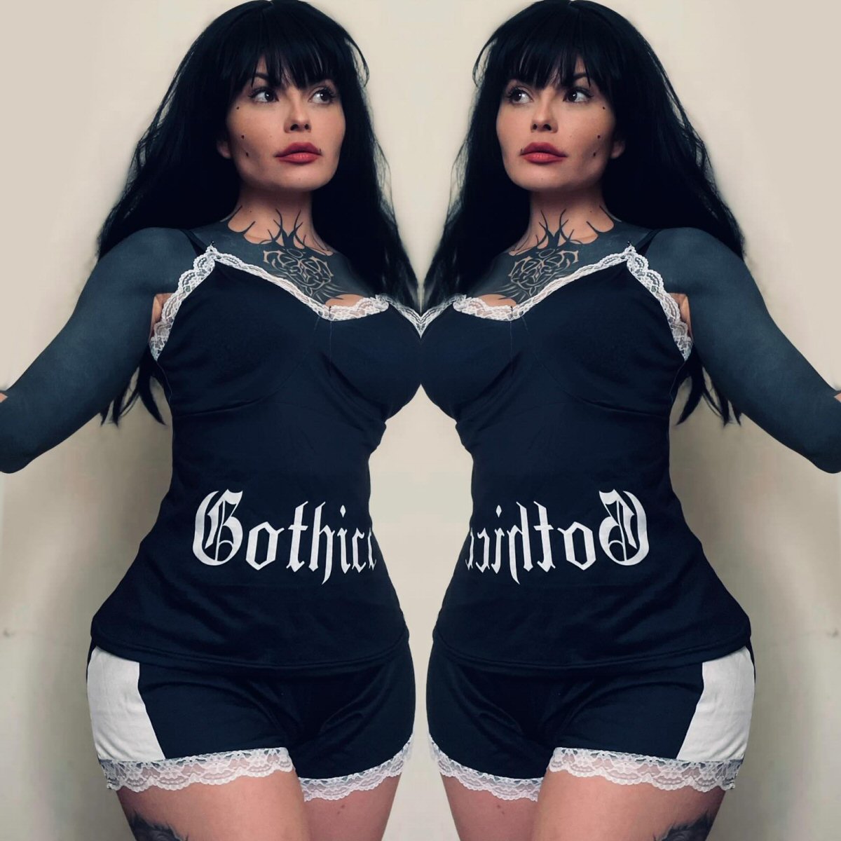 Gothicc Cami With Lace Edge