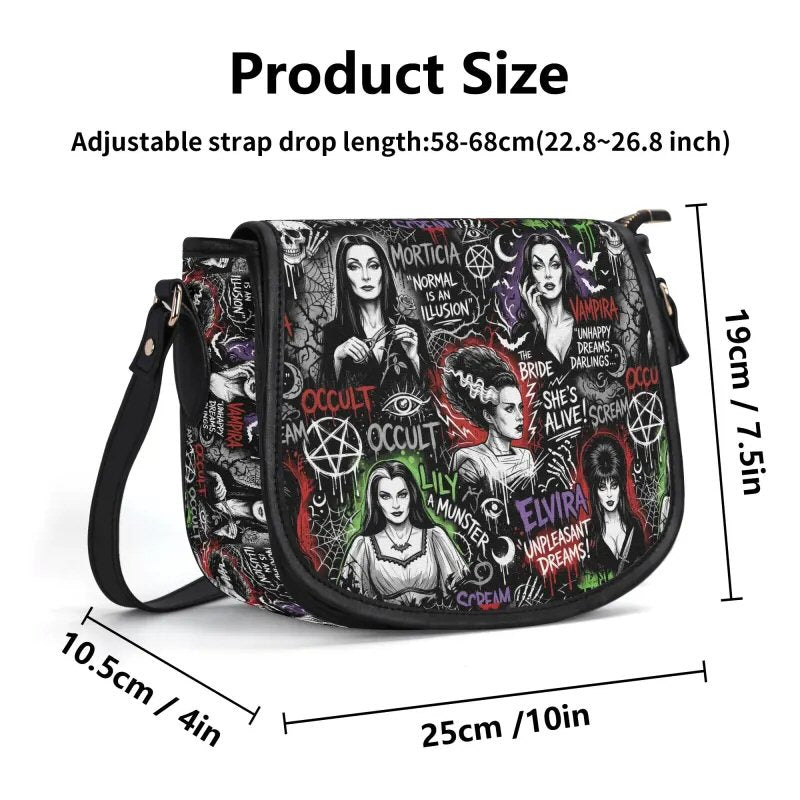 Gothick Queens | Horror Queens | Top-grain Leather Saddle Bag