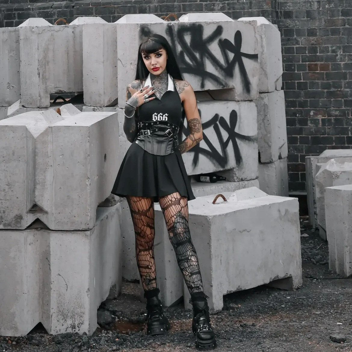 666 Collared Halter A-Line Tennis Dress